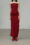 Marc Le Bihan Stretch Pleated Stretch Bandeau Dress or Skirt Collection MLB-25900-HONG Red Long Skirt 25900 25901
